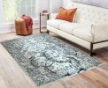 Penina Luxury Area Rug in Gray with Silver Circles Abstract Design - as Pic