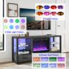 60 Inch Electric Fireplace Media TV Stand With Sync Colorful LED Lights-Dark rustic oak color - as Pic