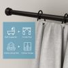 Curtain Rods for Windows 28 to 132 Inch Gold Curtain Rod 1 Inch Stainless Steel Rods with Adjustable Brackets - Black - 28