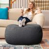 Jaxx Ellis Ottoman Shearling Faux-Lamb Plush Pouf for Modern Interior Design, Oval, Black - Black - Faux-Sheep