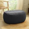 Jaxx Ellis Ottoman Shearling Faux-Lamb Plush Pouf for Modern Interior Design, Oval, Black - Black - Faux-Sheep