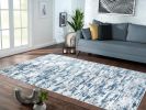 Milano Collection Nautical Navy Blue Woven Area Rug - as Pic