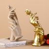 Home Decoration Resin Sculpture Statue Living Room Wine Cabinet Modern Fashion Hand-held Rose Ornaments Golden Crafts Gift - L-B