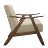 Modern Home Furniture Light Brown Fabric Upholstered 1pc Accent Chair Walnut Finish Wood Cushion Back and Seat Furniture - as Pic