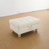 White Faux Leather Storage Ottoman Living Room Sofa - White