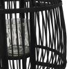 Freestanding Candle Lantern Holder Bamboo Black - Black