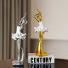 NORTHEUINS Resin Ballet Dancer Figurines for Interior Art Girl Statue Home Living Room Bedroom Entrance Display Decor Accessorie - B Golden