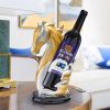 NORTHEUINS Resin Horse Head Wine Rack Figurines Interior Bottle Holder Storage Ornaments Home Living Room Tabletop Decorations - Golden
