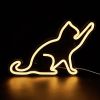 1pc LED Neon Sign Cat-shaped Night Lights, 5V USB Power Supply Neon Lamp With 2 Hooks For Home Bedroom Dorm Party - Warm Yellow