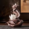 1pc Reversible Lotus Floral Aromatherapy Furnace Purple Sand Ornament - Single Furnace - Small-Pink Lotus