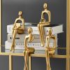 Golden Sitting Abstract Sculpture for Modern Home Decor - Creative Art Piece - Golden - Drag Face