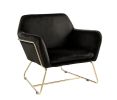 Keira Black Velvet Accent Chair with Metal Base - as Pic