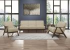 Modern Home Furniture Light Brown Fabric Upholstered 1pc Accent Chair Walnut Finish Wood Cushion Back and Seat Furniture - as Pic