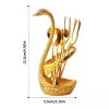 1pc; Coffee Dessert Spoon Set; Fruit Cake Coffee Tea Spoon; Swan Shaped Base Holder Cutlery Set; Zinc Alloy Metal Tableware - Golden - 16cmSwan Fork