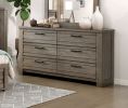 Rustic Style 1pc Gray Dresser of 6x Drawers Metal Hardware Wooden Bedroom Furniture - as Pic