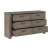 Rustic Style 1pc Gray Dresser of 6x Drawers Metal Hardware Wooden Bedroom Furniture - as Pic