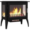 1000W/1500W 24" Electric Fireplace Stove, Freestanding Fireplace Heater with Realistic Flame, Adjustable Temperature, Black-AS - as picture