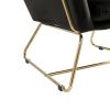 Keira Black Velvet Accent Chair with Metal Base - as Pic