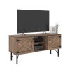 Loft Wood 2 Cupboards Vintage TV Stand - as Pic