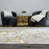 Penina Luxury Area Rug in Beige and Gray with Gold Circles Abstract Design - as Pic
