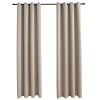 Blackout Curtains with Rings 2 pcs Beige 54"x95" Fabric - Beige